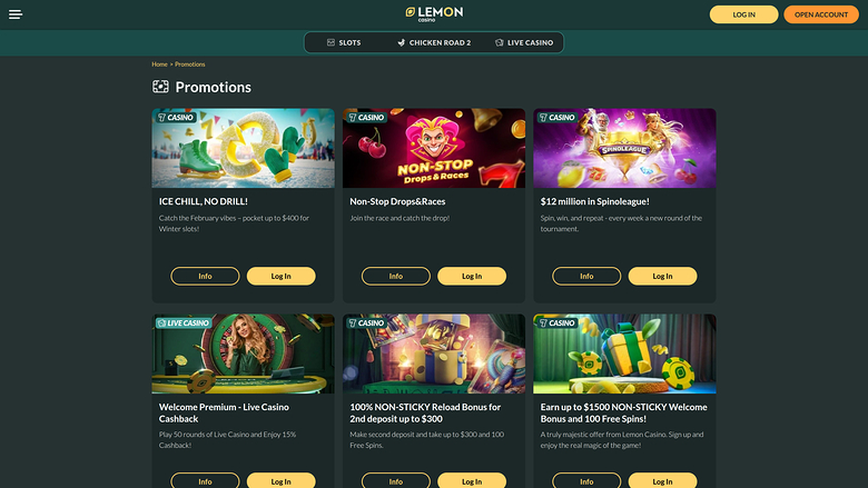Акции Lemon Casino для настольных компьютеров