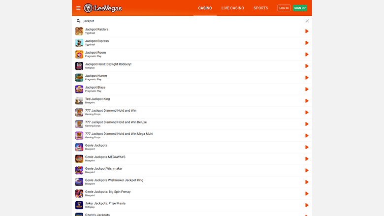 Jackpot de mesa do LeoVegas Casino