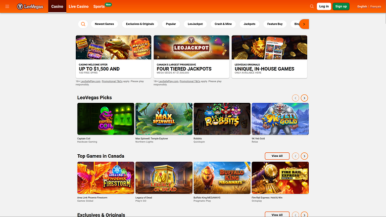 Juegos de escritorio del casino LeoVegas