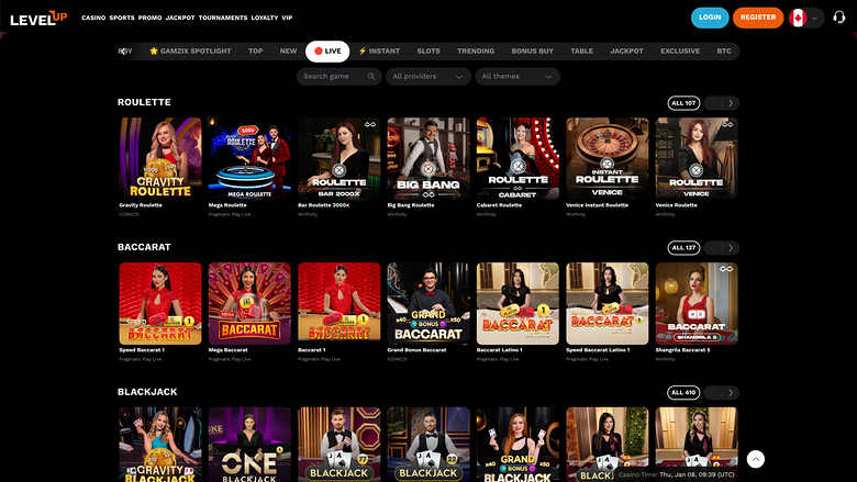 Levelup Casino Desktop Live Dealer