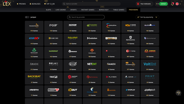 Développeurs du jeu de casino Lex pour ordinateur