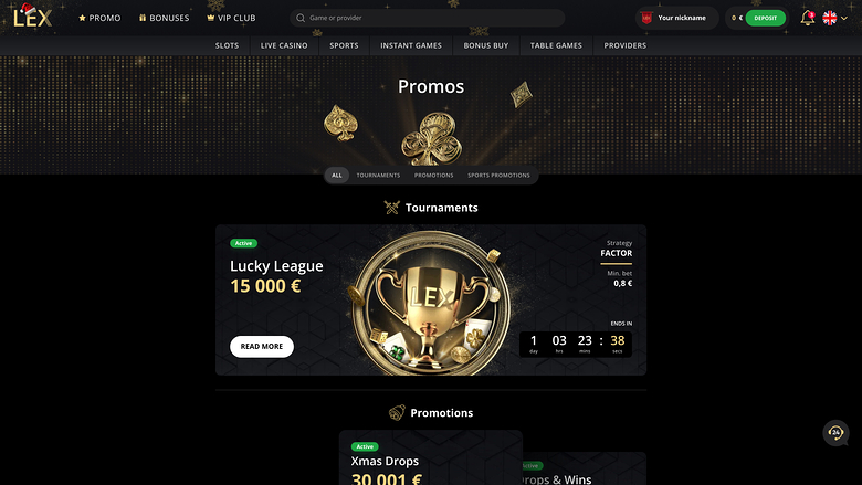 Promotions Lex Casino sur ordinateur