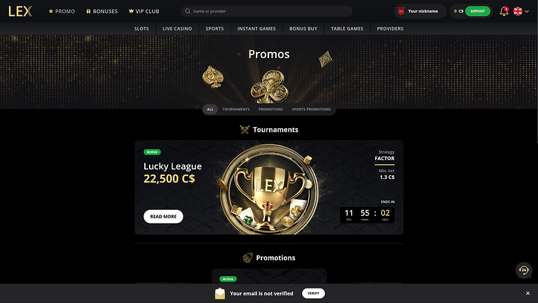 Promozioni desktop di Lex Casino