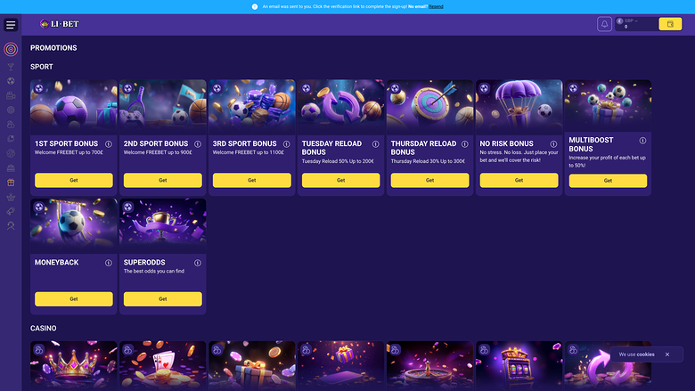Li Bet Casino Desktop Promotions