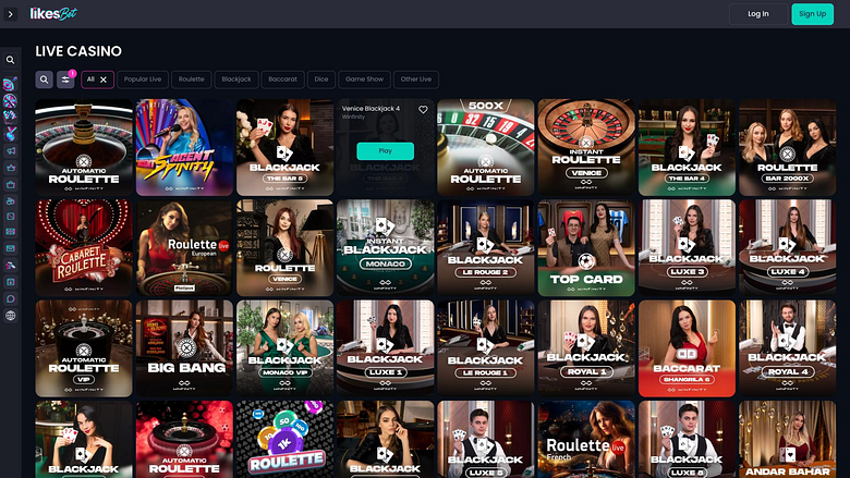 Pagina con croupier dal vivo di Likes.bet Casino