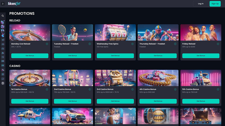 Pagina delle promozioni di Likes.bet Casino