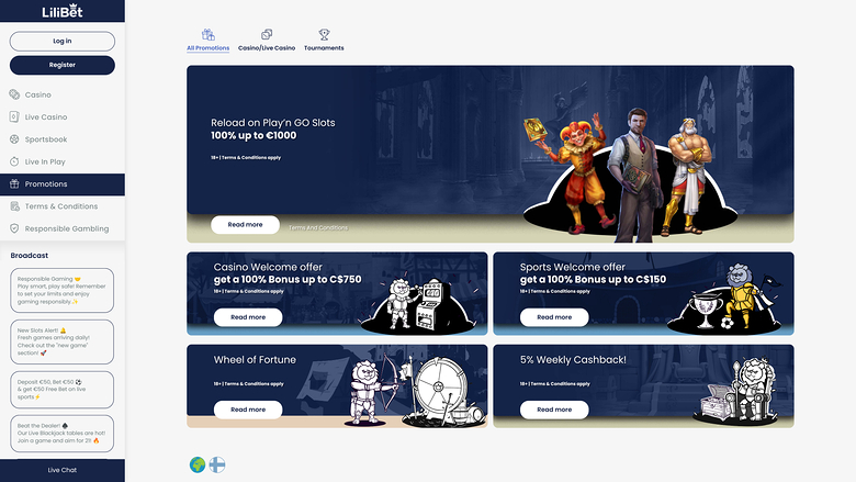 Lilibet Casino Desktop Promotions