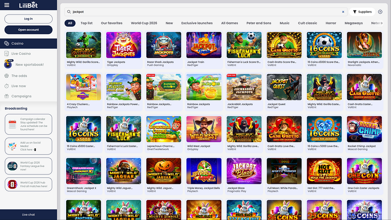 Jackpot de bureau du casino Lilibet