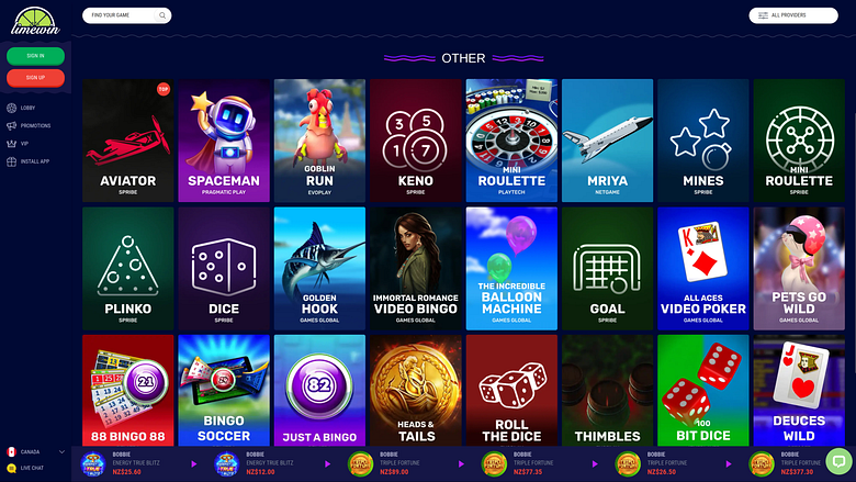 Limewin Casino Desktop Другие игры