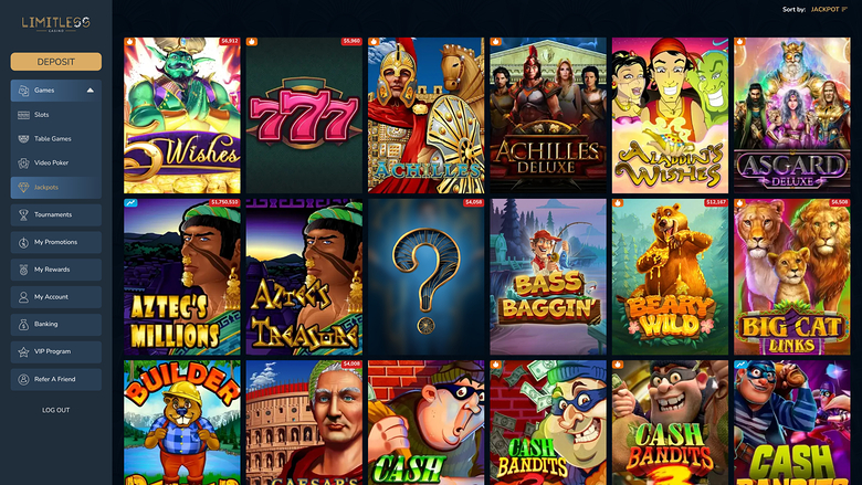 Jackpot de bureau du casino sans limite