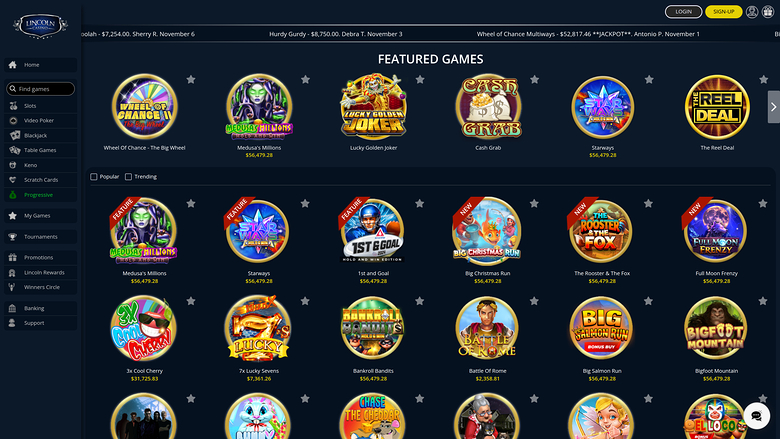 Lincoln Casino Desktop Jackpot