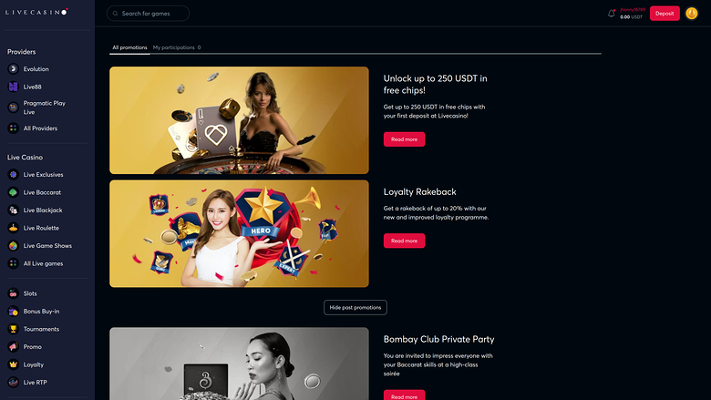 Promozioni desktop di Livecasino