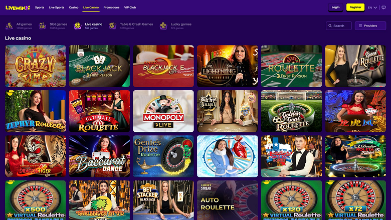 LiveWinz Casino Desktop Live Dealer