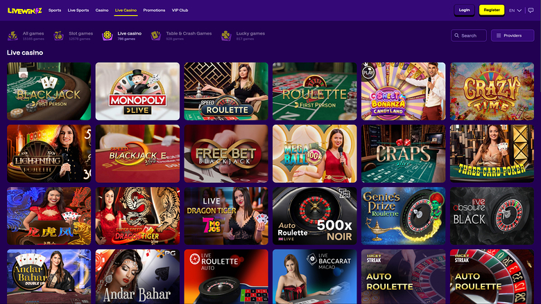 Casino LiveWinz avec croupier en direct