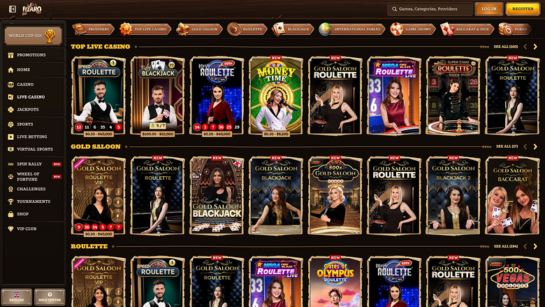 Lizaro Casino Desktop Live Dealer