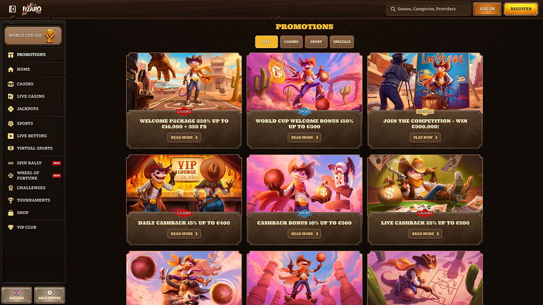 Lizaro Casino Desktop Promotions