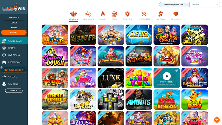 Giochi desktop del casinò Locowin