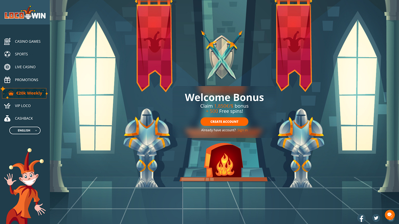 Homepage desktop del casinò Locowin