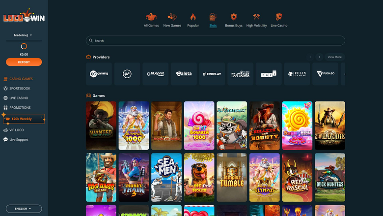 Jeux de casino Locowin sur ordinateur