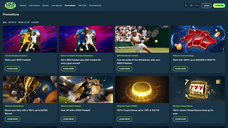 Акции Lolo Casino для настольных компьютеров