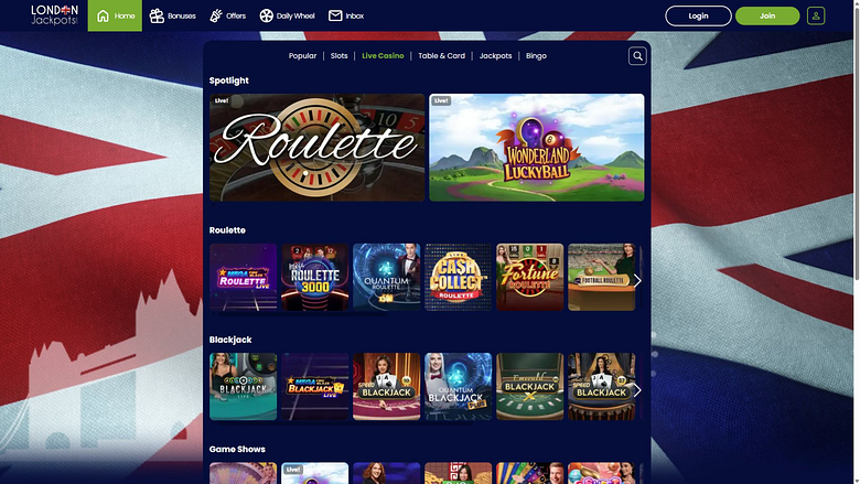 London Jackpots Casinò Desktop Dealer Dal Vivo