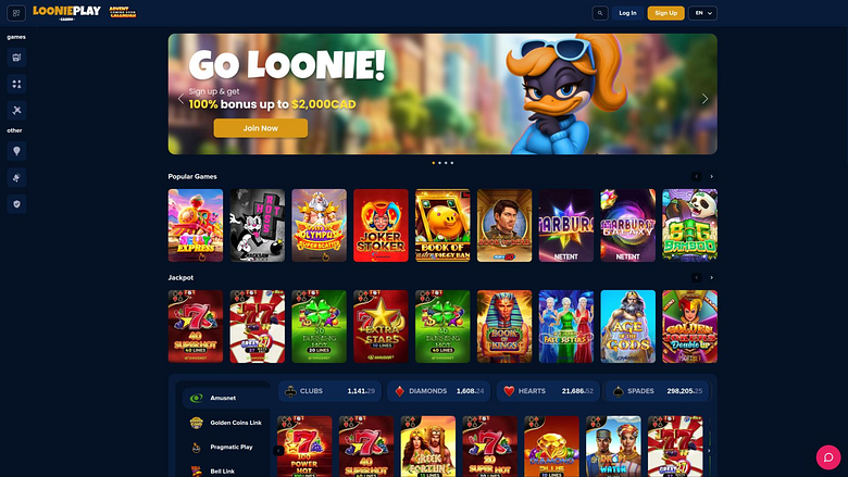 LooniePlay Casino homepage