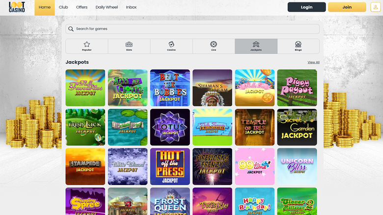 Jackpot de bureau du casino Loot