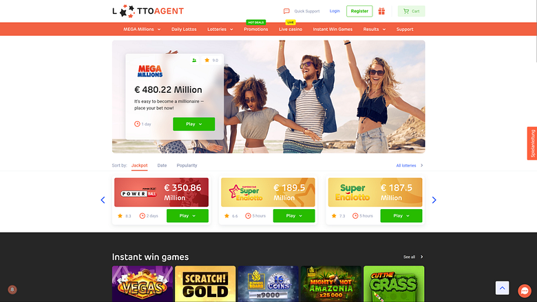 Page d'accueil de Lotto Agent Desktop