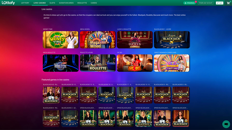 Lottofy Casino sur ordinateur avec croupier en direct