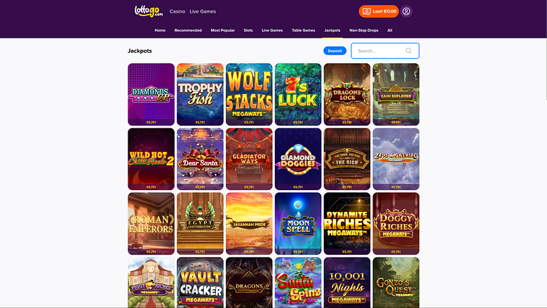 Premio mayor de escritorio de LottoGo Casino