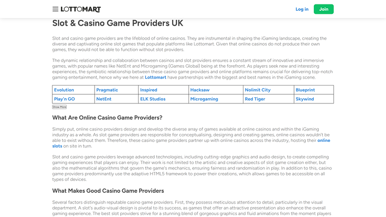 Lottomart Casino Desktop-Spieleentwickler