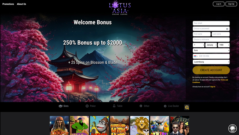 Lotus Asia Casino Desktop Homepage