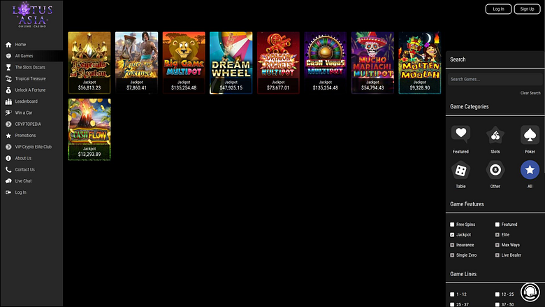 Jackpot de bureau du casino Lotus Asia