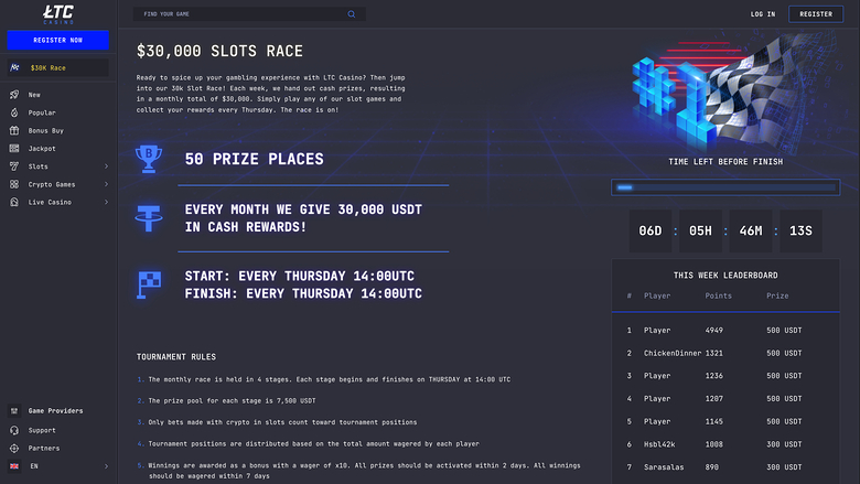 Promotions LTC Casino sur ordinateur