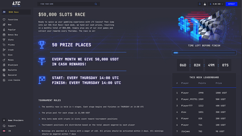 بطولات LTC Casino المكتبية
