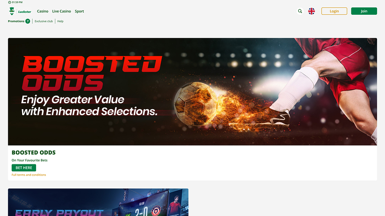 Promotions pour ordinateur de bureau du casino Luckster