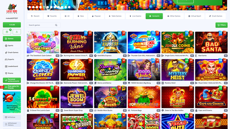 Jackpot de escritorio del casino Lucky Bird