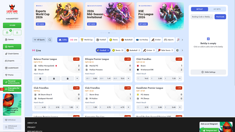 Lucky Bird Casino Sports sur ordinateur