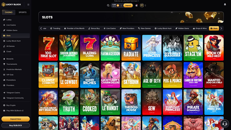 Juegos de escritorio de Lucky Block Casino