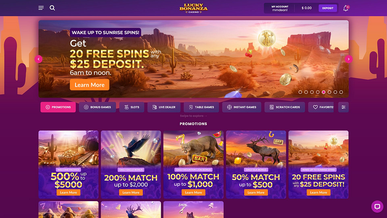 Акции казино Lucky Bonanza для настольных компьютеров