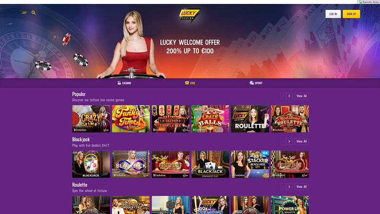 Lucky Casino avec croupier en direct sur ordinateur