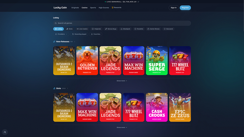 Lucky Coin Casino Desktop Games