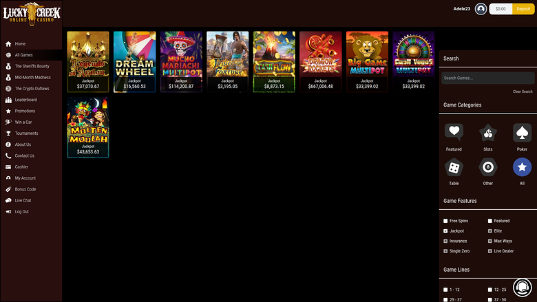 Lucky Creek Casino Desktop Jackpot 