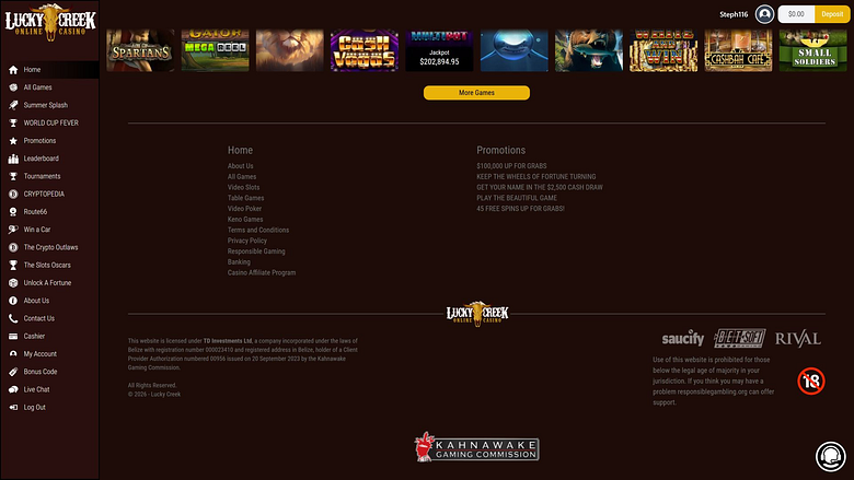 Desarrolladores del juego de escritorio Lucky Creek Casino