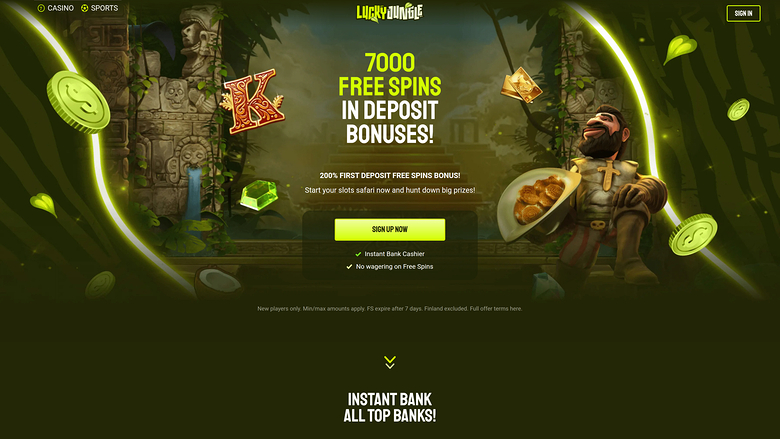 Page d'accueil de Lucky Jungle Desktop