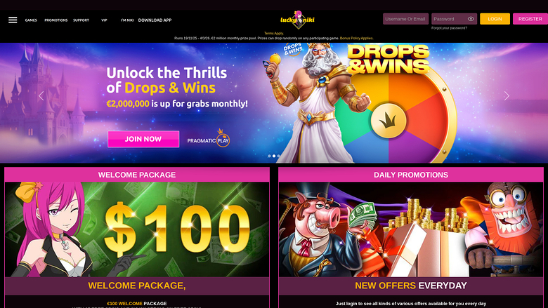 Promotions sur ordinateur du casino Lucky Niki
