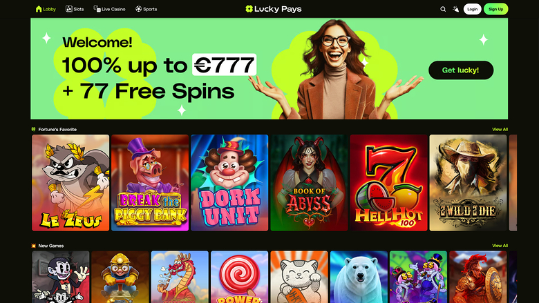 Lucky Pays Casino Desktop-Startseite