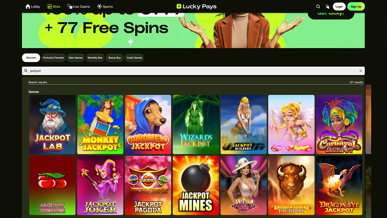 Lucky Pays Casino Desktop Jackpot