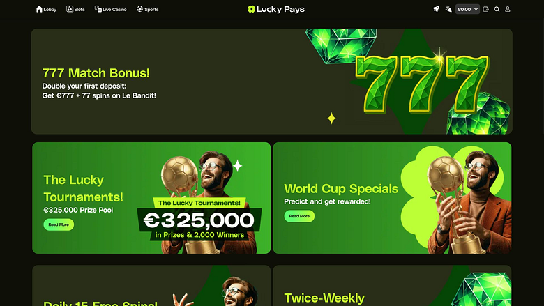 Promozioni desktop di Lucky Pays Casino