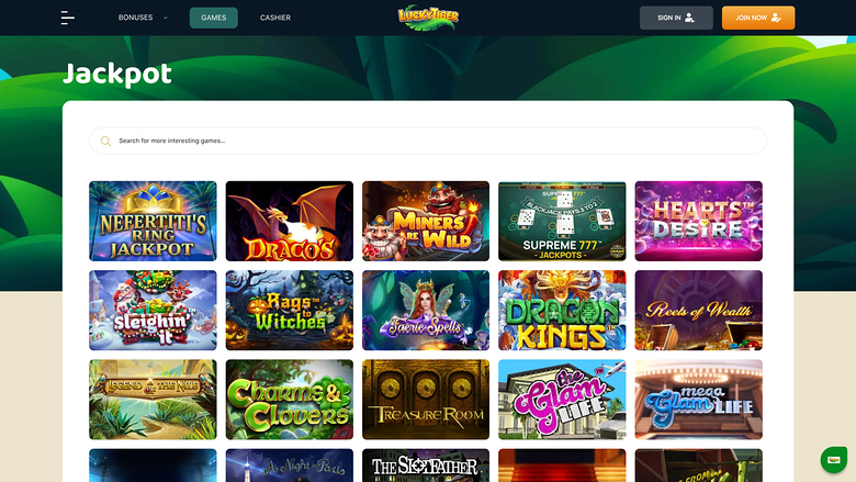 Jackpot de bureau du casino Lucky Tiger